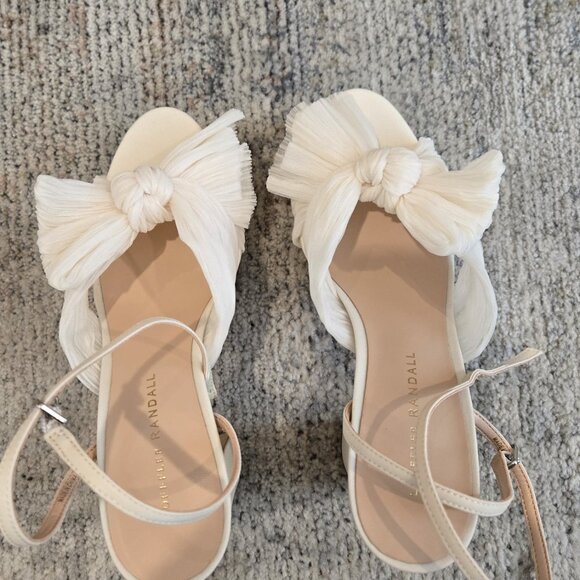 NWT Loeffler Randall Natalia Pearl Platform Bow Heel Size 7.5 - Picture 2 of 10